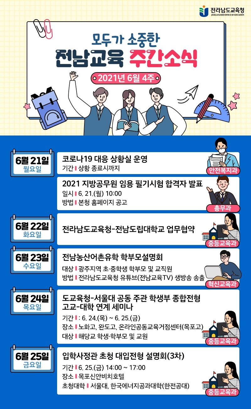 (전라남도교육청)전남 교육 6월4주차 주간 소식 이미지