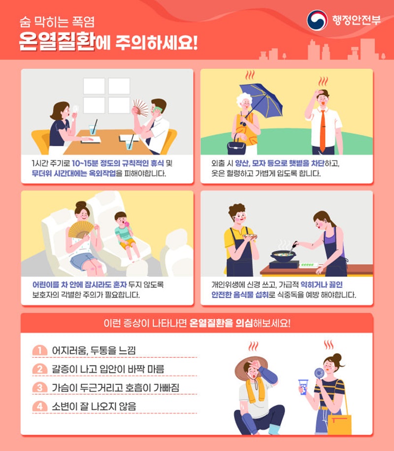 (행정안전부) 숨 막히는 폭염, 온열질환에 주의하세요! 이미지