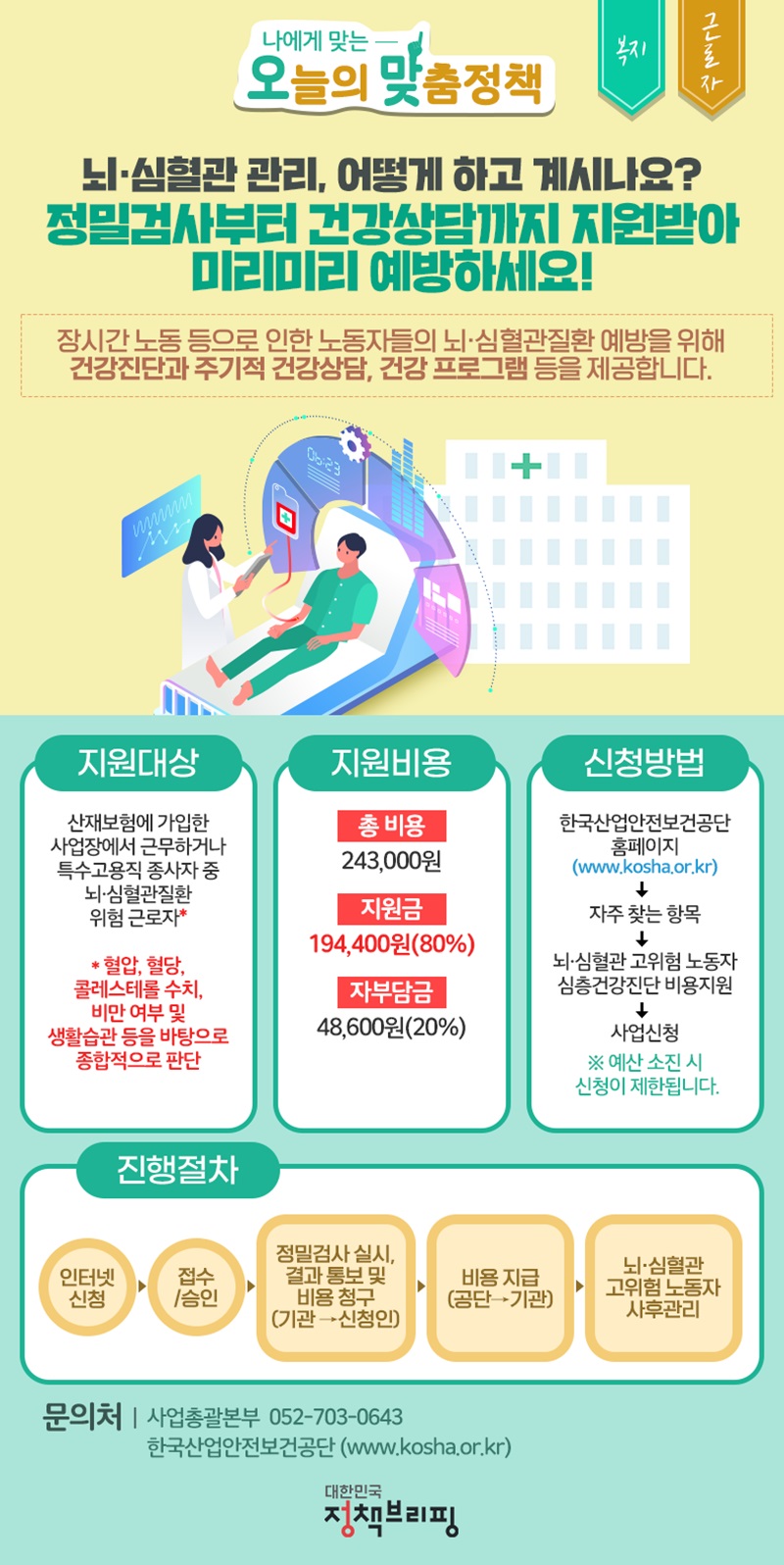 ﻿(대한민국정책브리핑)택배기사 등 뇌·심혈관 고위험 노동자, 심층건강진단 받으세요 이미지