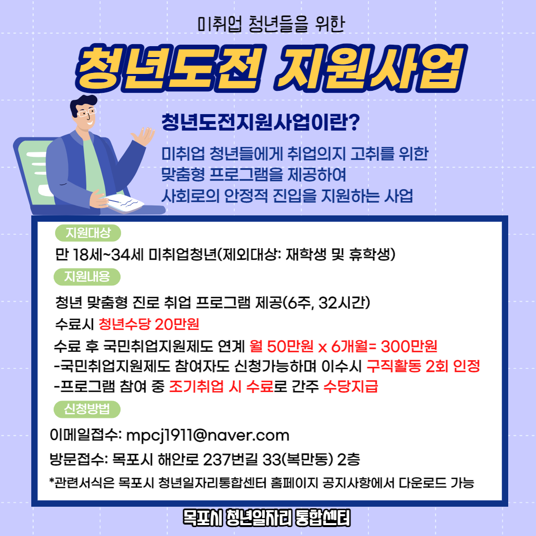 (목포시 청년일자리 통합센터)청년도전 지원사업 이미지